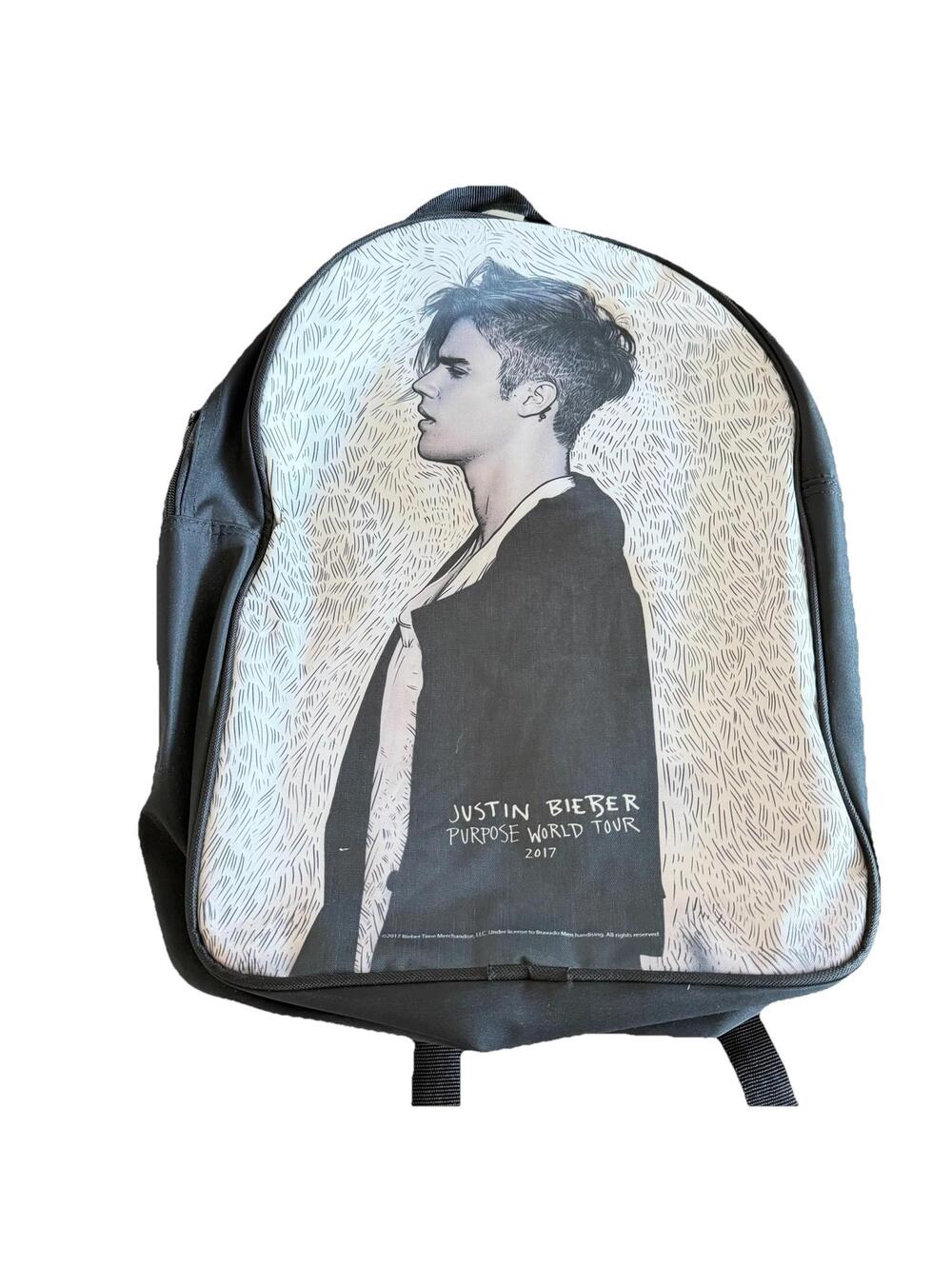 Vintage Justin Bieber 2017 World Tour Backpack Bookbag Bag ExcelCondition 17x12